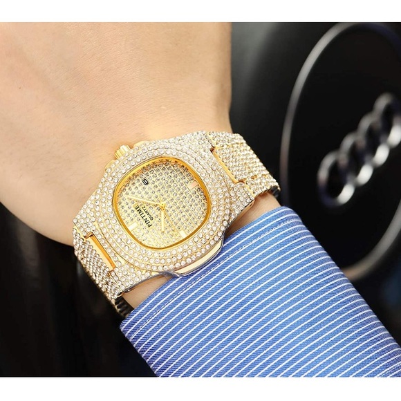 Unisex Crystal Watch Bling Stainless Steel Quartz - Picture 10 of 12